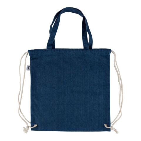 Recycled denim drawstring bag Dex Blå | Inget reklamtryck