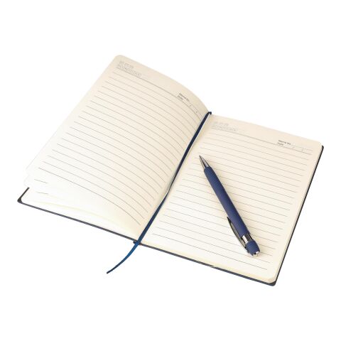 Recycled PU notebook (A5) and ballpen set Tarek Blå | Inget reklamtryck