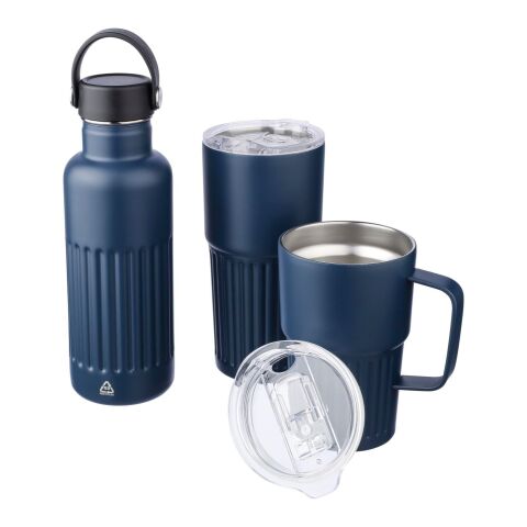 Recycled stainless steel double-walled drinking mug (500 ml) Kael Blå