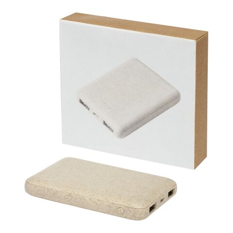 Asama 5000 mAh trådlös powerbank i halm Standard | Beige | Inget reklamtryck | Inte tillgängligt | Inte tillgängligt