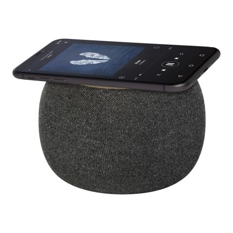 Ecofiber Bluetooth®-högtalare och trådlös laddningsplatta i bambu/RPET Standard | Natur-Grå | Inget reklamtryck | Inte tillgängligt | Inte tillgängligt