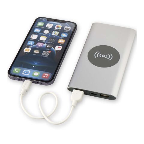 Juice trådlös 8 000 mAh Type C-powerbank i återvunnen aluminium Silver
