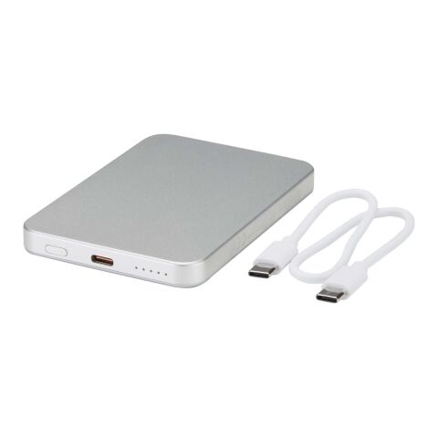 Avis 5000 mAh magnetisk powerbank i RCS-återvunnet aluminium  Silver
