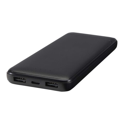 Adhil 10 000 mAh 10 W powerbank av återvunnen plast med två inbyggda kablar Standard | Svart | Inget reklamtryck | Inte tillgängligt | Inte tillgängligt
