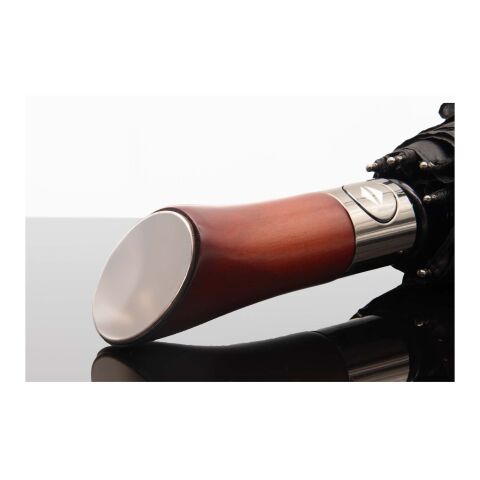 SCX.design R03 hopfällbart paraply med trähandtag med automatisk öppning/stängning  svart | Inget reklamtryck | Inte tillgängligt | Inte tillgängligt