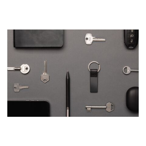 Lyxig PU-nyckelring RCS återvunnen zinklegering svart | Inget reklamtryck | Inte tillgängligt | Inte tillgängligt