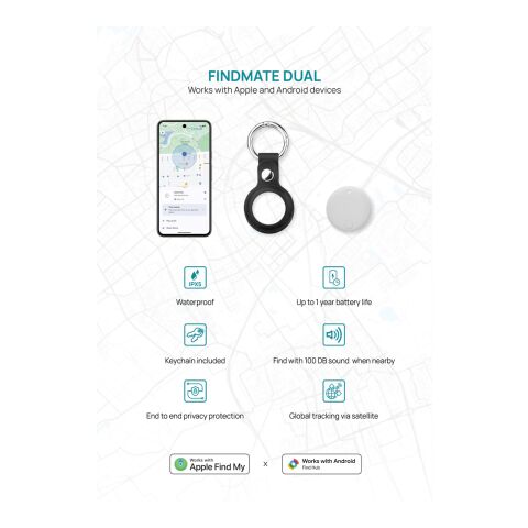 Findmate Dual RCS återvunnen plastartikel-sökare IPX 5 vit | Inget reklamtryck | Inte tillgängligt | Inte tillgängligt