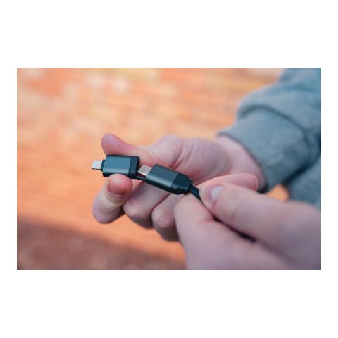 Terra utdragbar 6-i-1 kabel i RCS återvunnen aluminium grå | Inget reklamtryck | Inte tillgängligt | Inte tillgängligt