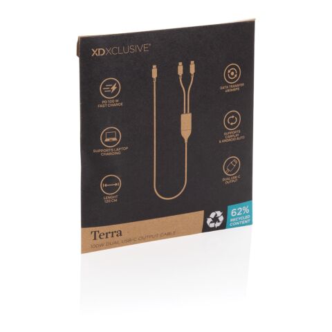 Terra 100 W RCS-kabel med dubbel USB-C-utgång svart-grå