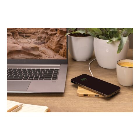 10W trådlös laddare med USB portar FSC® bambu brun | Inget reklamtryck | Inte tillgängligt | Inte tillgängligt