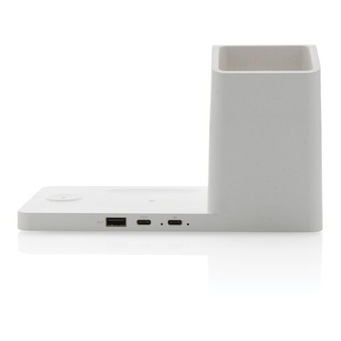 Ontario RCS plast &amp; bambu 15W 3-i-1 trådlös laddare vit | Inget reklamtryck | Inte tillgängligt | Inte tillgängligt