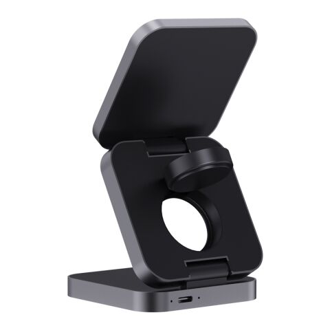 Terra 3 i 1 15W vikbar laddare i RCS återvunnet aluminium grå | Inget reklamtryck | Inte tillgängligt | Inte tillgängligt