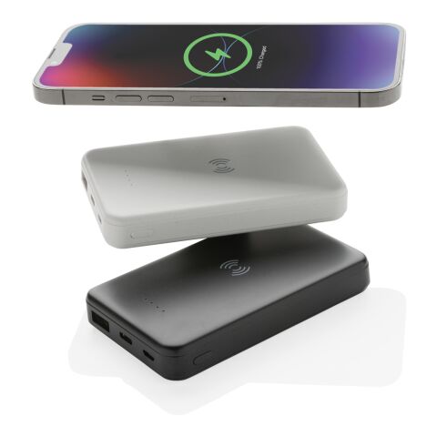 5.000 mAh trådlös powerbank i RCS återvunnen plast svart | Inget reklamtryck | Inte tillgängligt | Inte tillgängligt