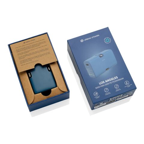 Urban Vitamin Los Angeles 20W PD powerbank i RCS rplast blå | Inget reklamtryck | Inte tillgängligt | Inte tillgängligt