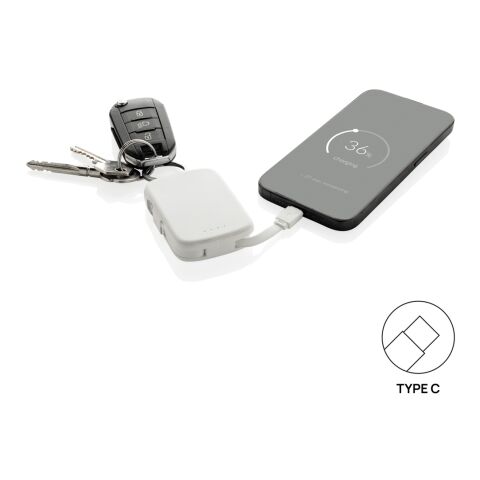 Nexo RCS nyckelringspowerbank 2000 mAh med integrerade kabla vit