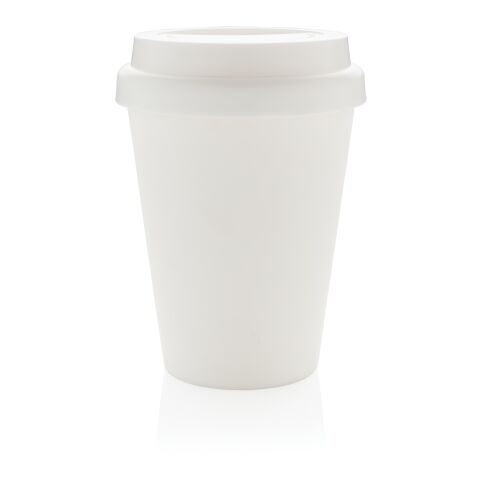 Återanvändningsbar dubbelväggig kaffemugg 300ml vit | Inget reklamtryck | Inte tillgängligt | Inte tillgängligt