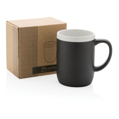 Keramikmugg med vit kant svart-vit