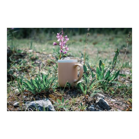 Keramikmugg med vit kant brun-vit | Inget reklamtryck | Inte tillgängligt | Inte tillgängligt