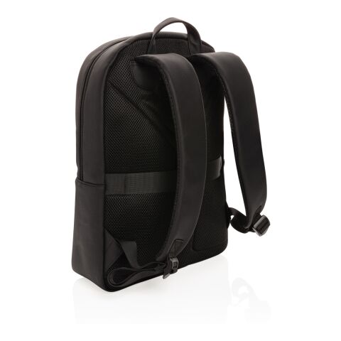 Swiss Peak lyxig laptopryggsäck i veganskt läder, PVC-fri svart | Inget reklamtryck | Inte tillgängligt | Inte tillgängligt