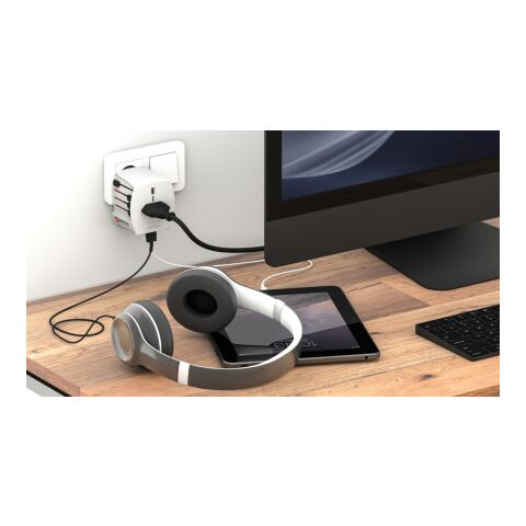SKROSS World Travel Adapter MUV 2-polig med USB A och C vit | Inget reklamtryck | Inte tillgängligt | Inte tillgängligt