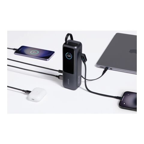 Anker Powerbank 25.000 mAh 165W med inbyggd utdragbar kabel grå-svart | Inget reklamtryck | Inte tillgängligt | Inte tillgängligt