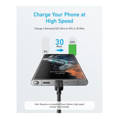 Anker USB-C till USB-C kabel 1.8 meter 60W grå-svart | Inget reklamtryck