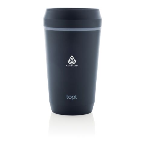 Topl To Go-glas av återvunnen plast Patenterat 360-lock 354 marinblå