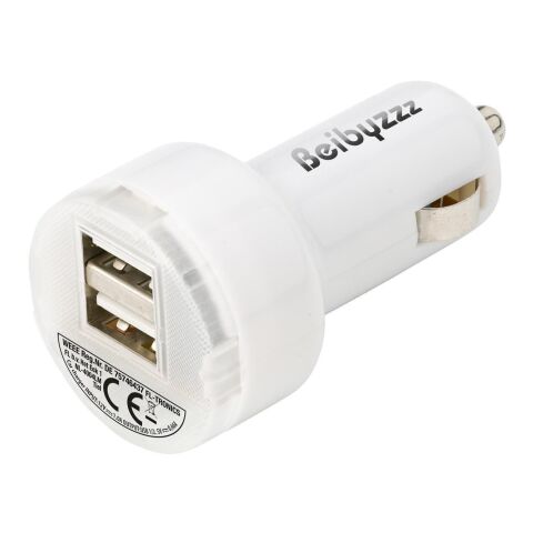 Biladapter i plast med två USB-uttag Koboltblå | Inget reklamtryck | Inte tillgängligt | Inte tillgängligt
