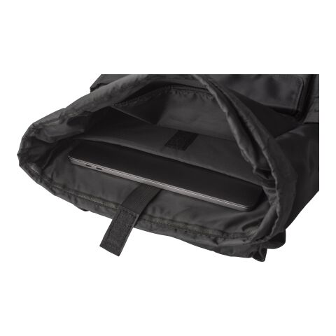 Flap-ryggsäck av RPET-polyestertwill (290T) Marlowe Svart | Inget reklamtryck | Inte tillgängligt | Inte tillgängligt