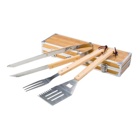 Bamboo barbecue set Brun | Inget reklamtryck | Inte tillgängligt | Inte tillgängligt