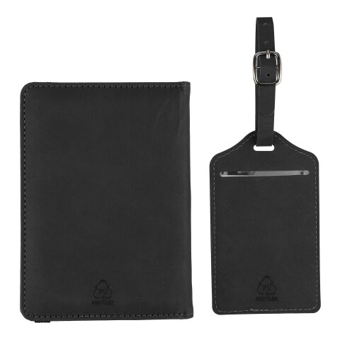 Recycled PU passport holder and luggage label Zani Svart | Inget reklamtryck | Inte tillgängligt | Inte tillgängligt