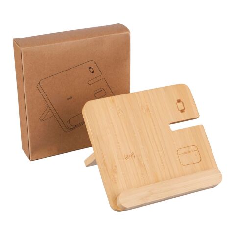 Wireless charger Tribu | Recycled bamboo | 3-in-1 Brun