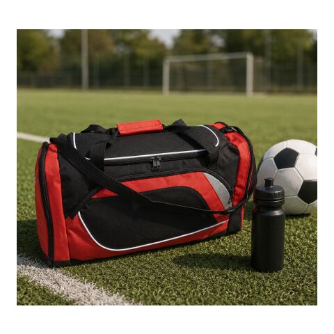 Sportbag med huvudfack samt två sidofack, polyester (600D) Svart