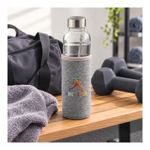 Glasflaska (500 ml) med fodral i neopren Grå