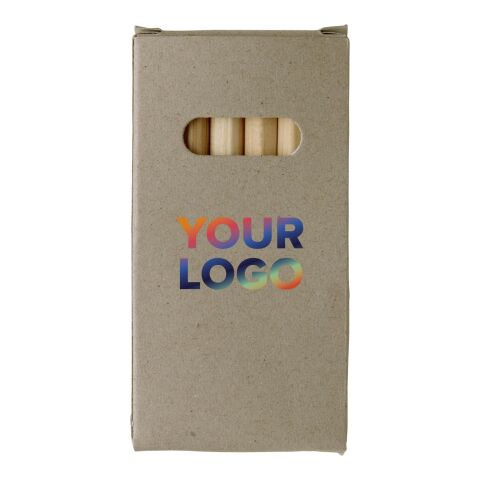 Färgpennor i set, 6 st korta Grå | Inget reklamtryck | Inte tillgängligt | Inte tillgängligt