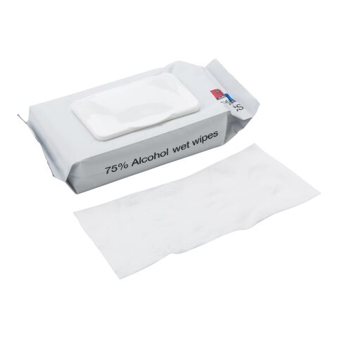 Förpackning med 50 st våtservetter (75 % alkohol). Vit | Inget reklamtryck | Inte tillgängligt | Inte tillgängligt